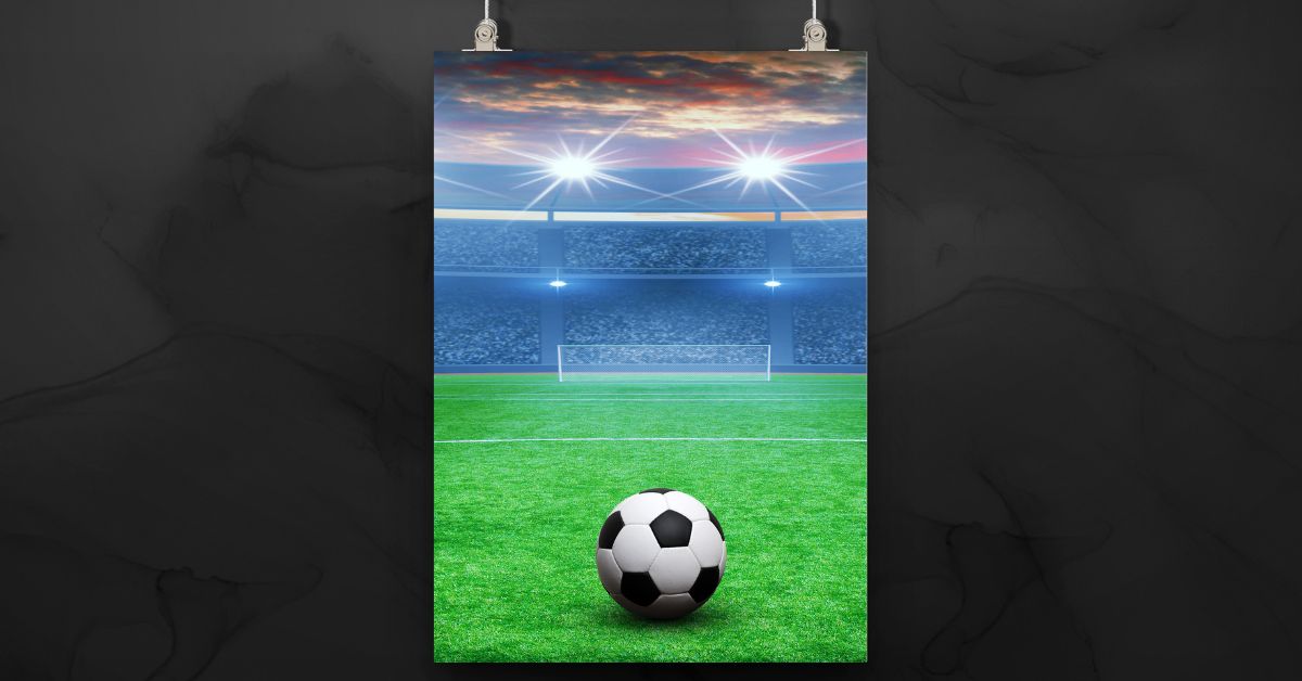 Fodboldplakat med sort baggrund